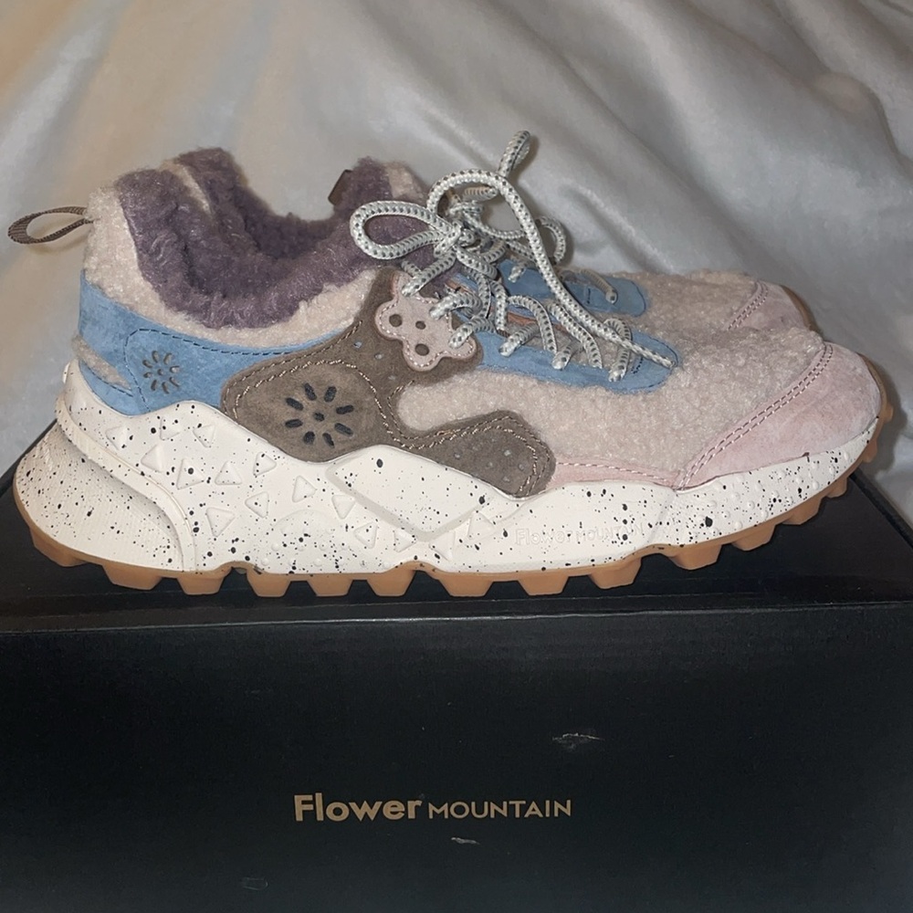 Flower Mountain KOTETSU Shearling and Suede Sneakers in Dove  grey-Beige - Picture 10 of 16